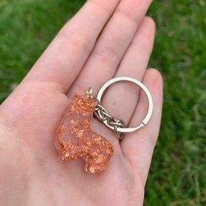 NEW LLAMA ROSE GOLD RESIN KEYCHAIN ETSY HANDMADE